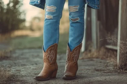 Denim cowboy boots