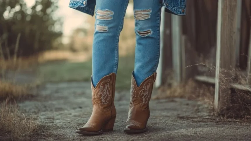 Denim cowboy boots